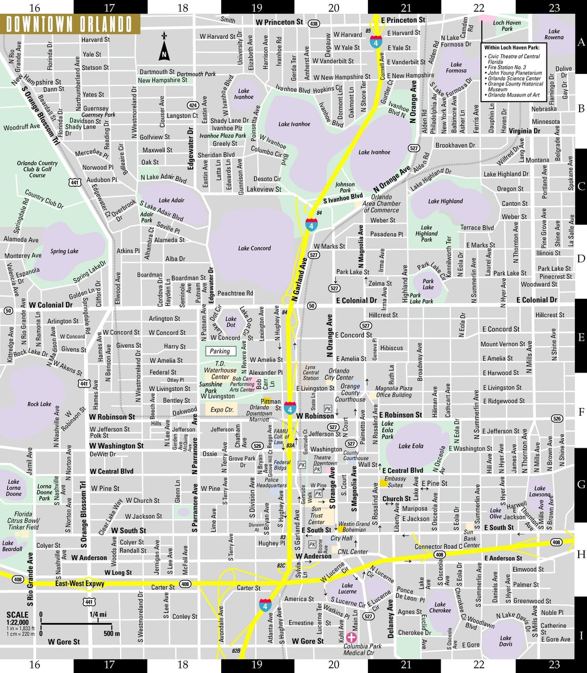 mapa do centro de Orlando