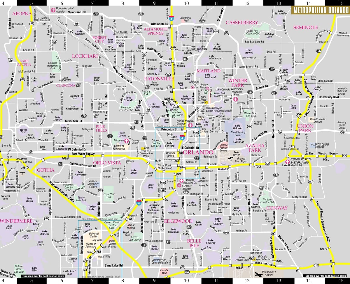 mapa de Orlando, Florida área