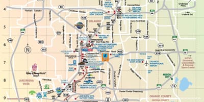 Mapa de atraccións en Orlando